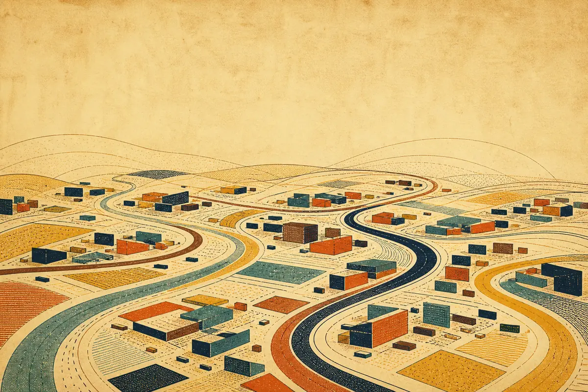 Abstract illustrated map composition for Santa Monica, United States