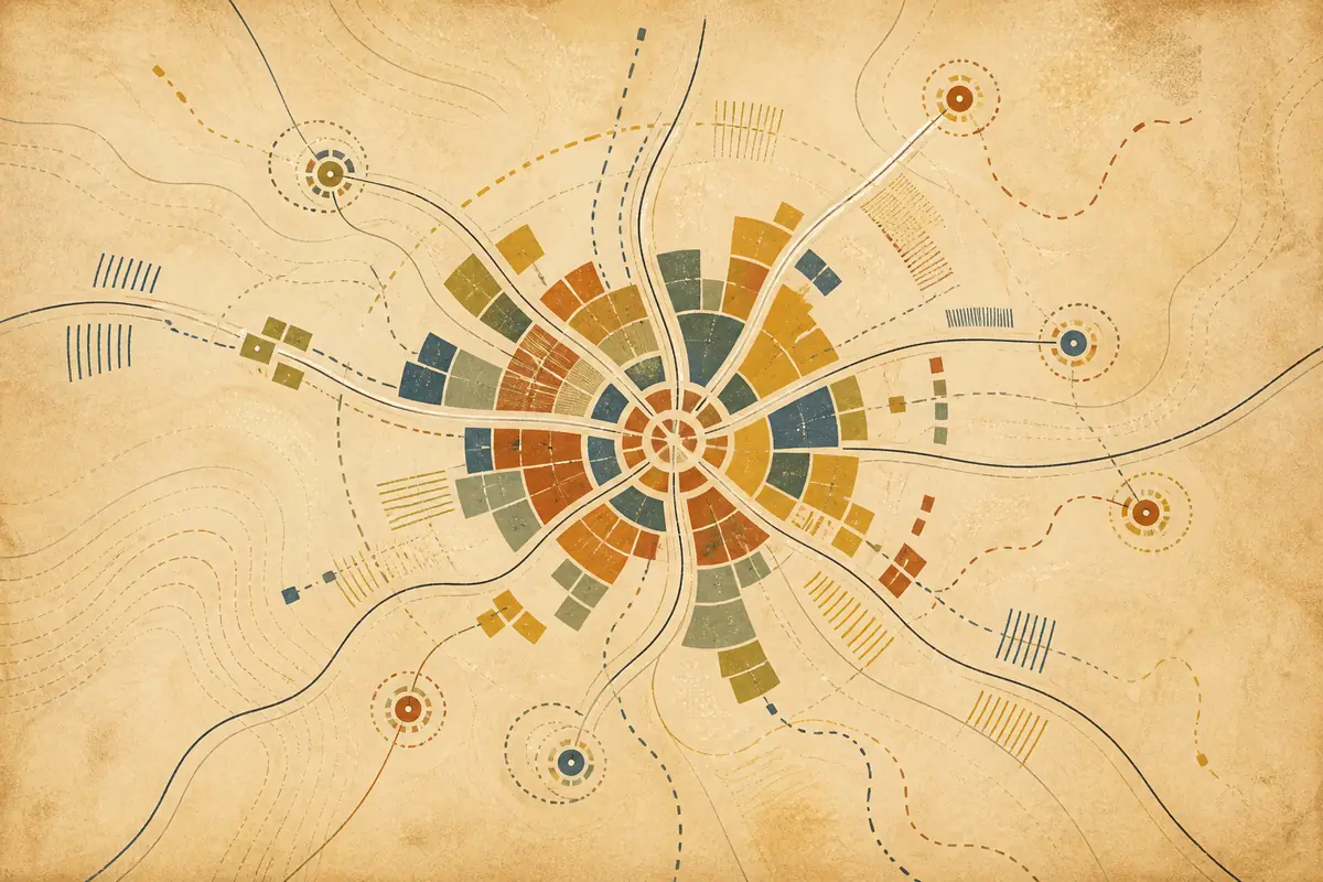 Abstract illustrated map composition for Santa Rosa, United States