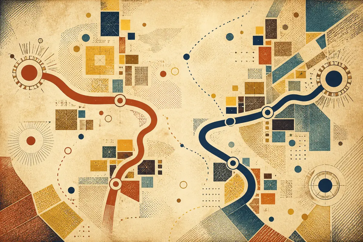 Abstract illustrated map composition for Saratoga Springs, United States