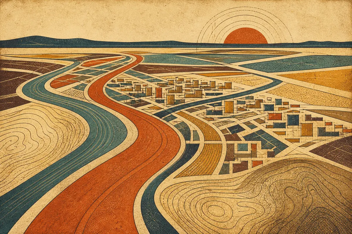 Abstract illustrated map composition for Saratoga Springs, United States