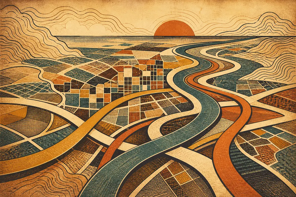 Abstract illustrated map composition for Savannah, United States
