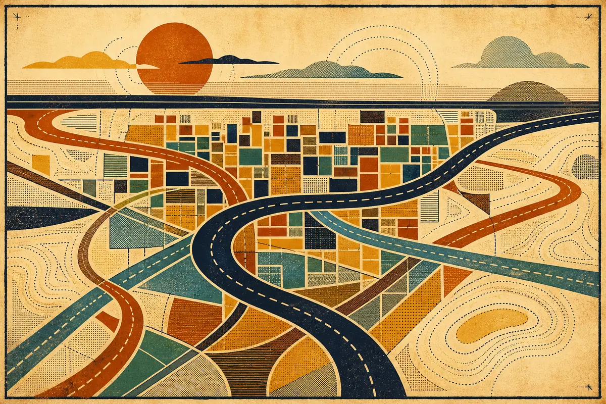 Abstract illustrated map composition for Schenectady, United States