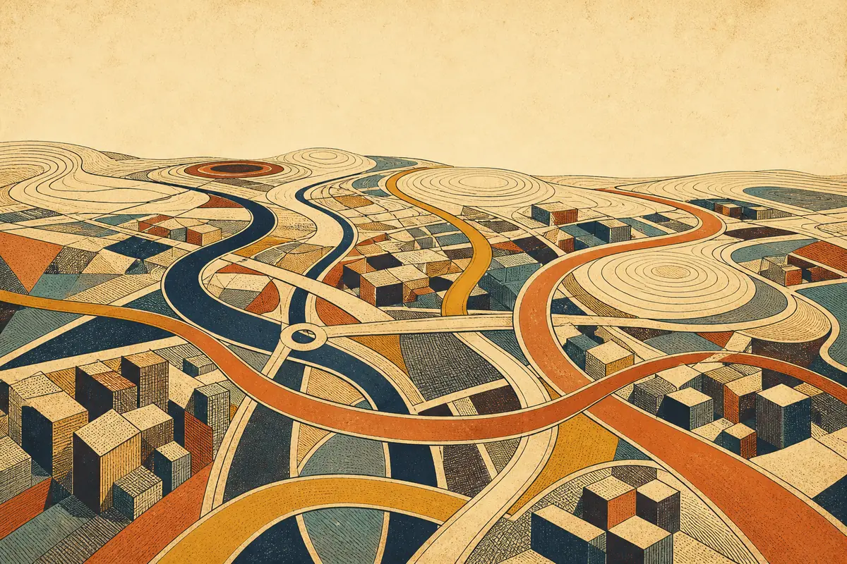 Abstract illustrated map composition for Seaside, United States