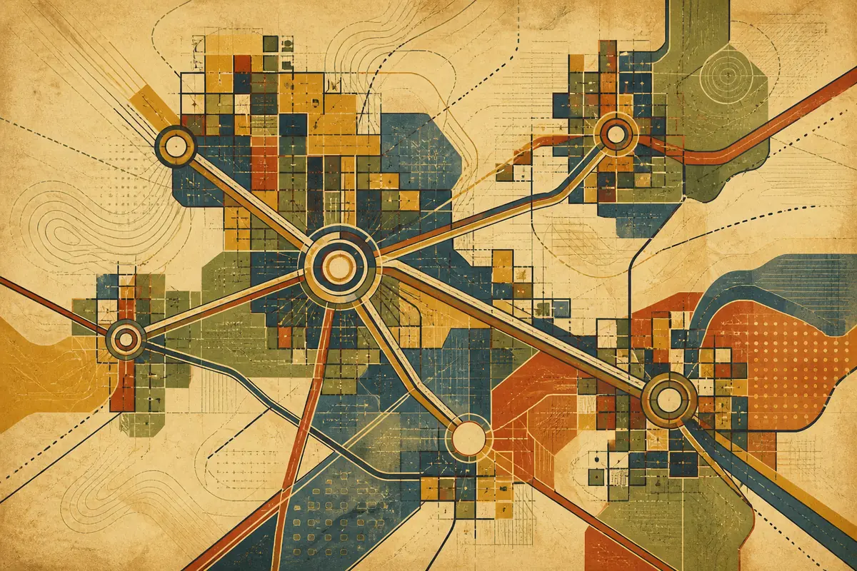 Abstract illustrated map composition for Seattle, United States