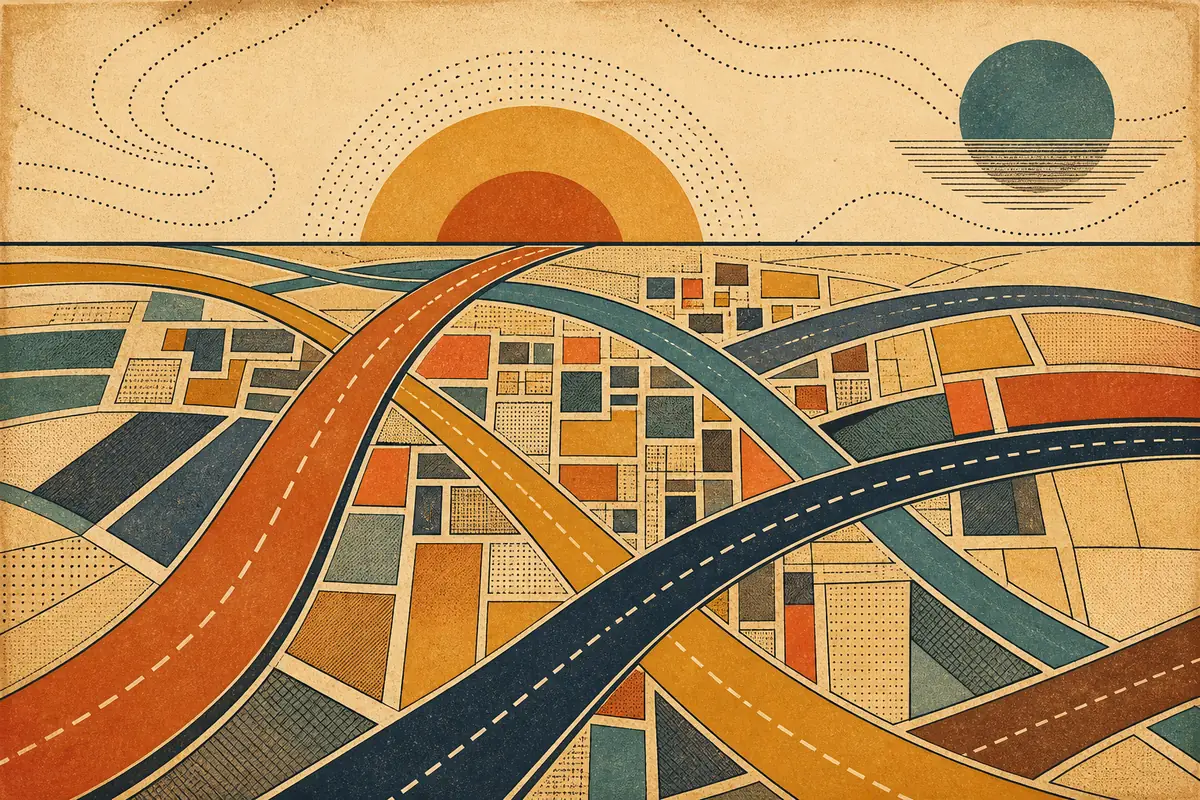 Abstract illustrated map composition for Shawnee, United States