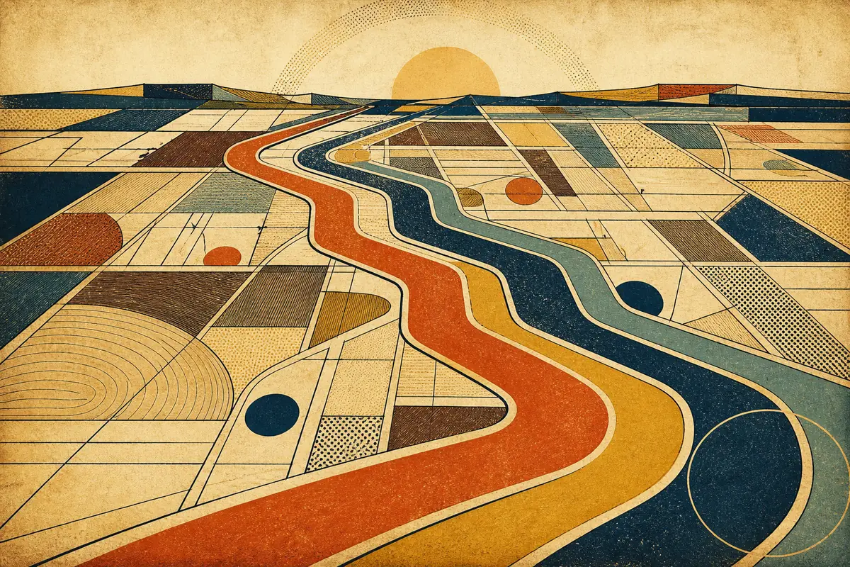 Abstract illustrated map composition for Sioux Falls, United States