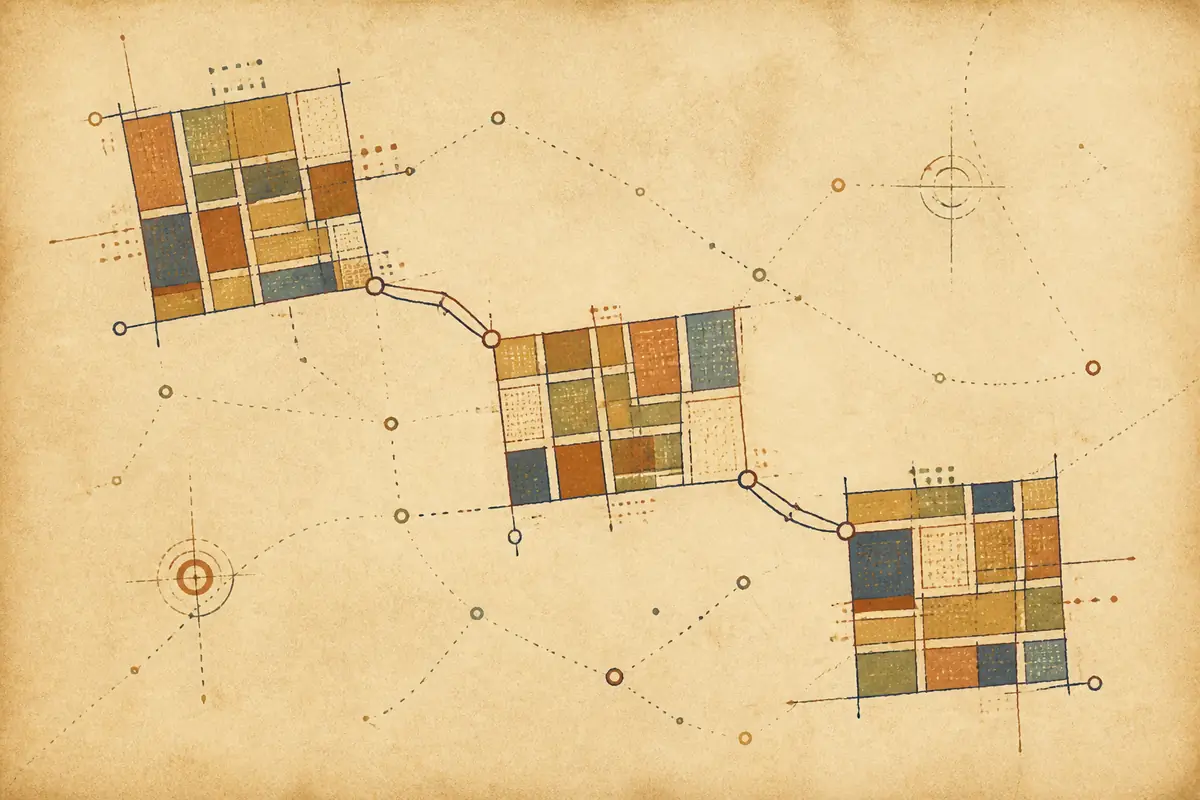 Abstract illustrated map composition for Somerville, United States