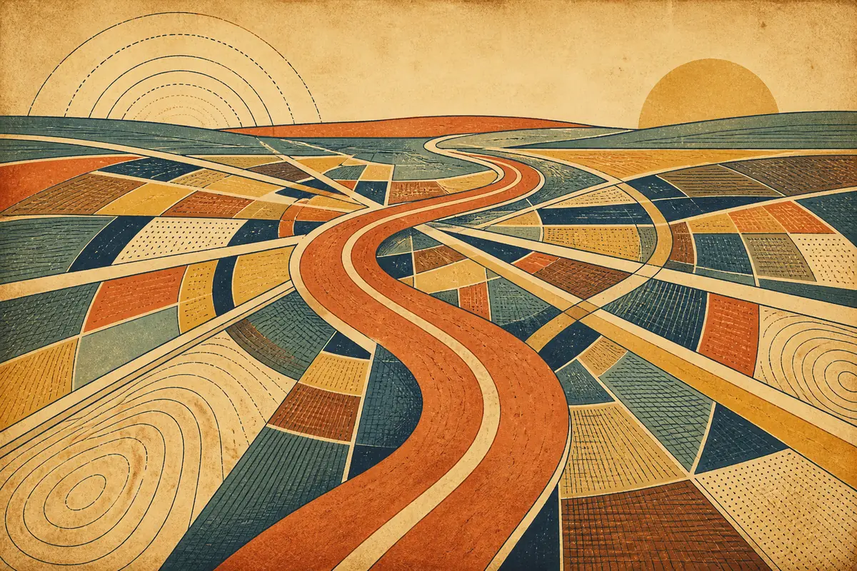 Abstract illustrated map composition for South Bend, United States
