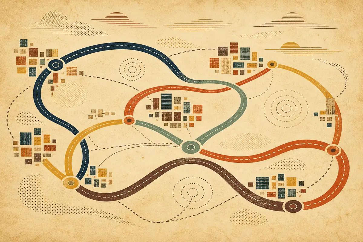 Abstract illustrated map composition for South Brunswick, United States