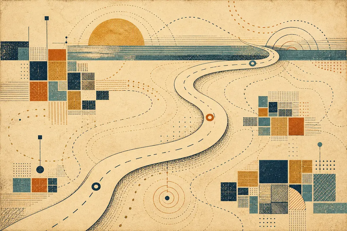 Abstract illustrated map composition for South Kingstown, United States