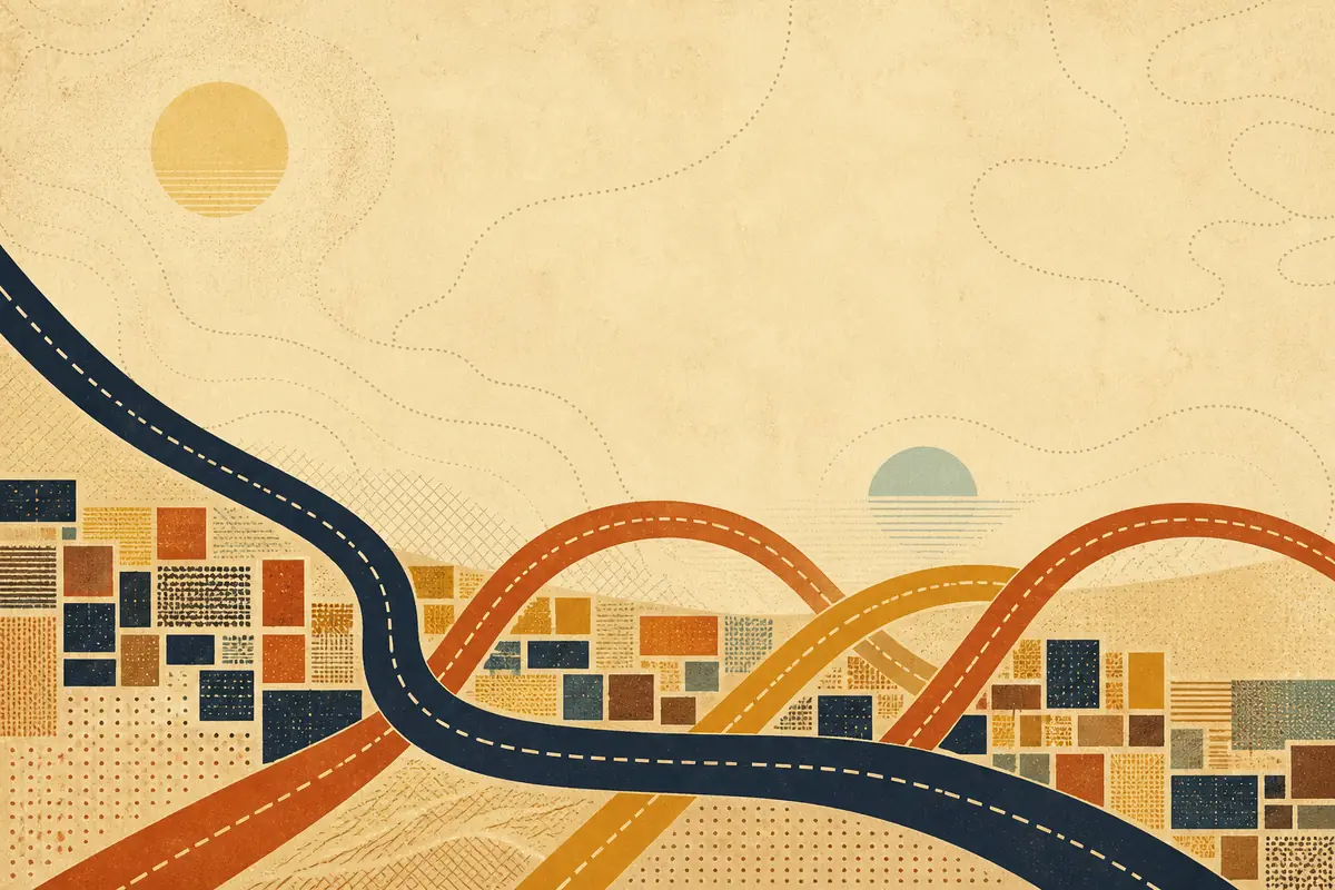 Abstract illustrated map composition for South Laurel, United States