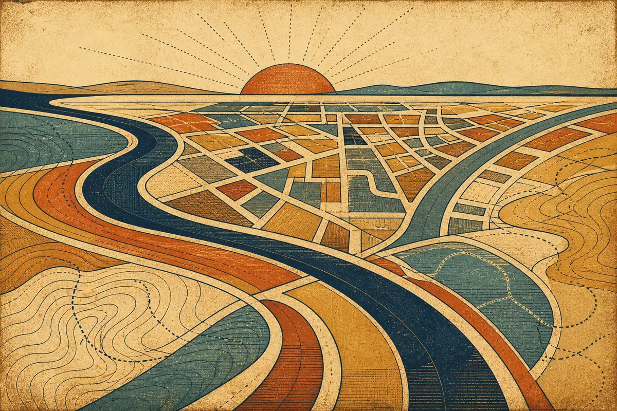 Abstract illustrated map composition for South Lyon, United States