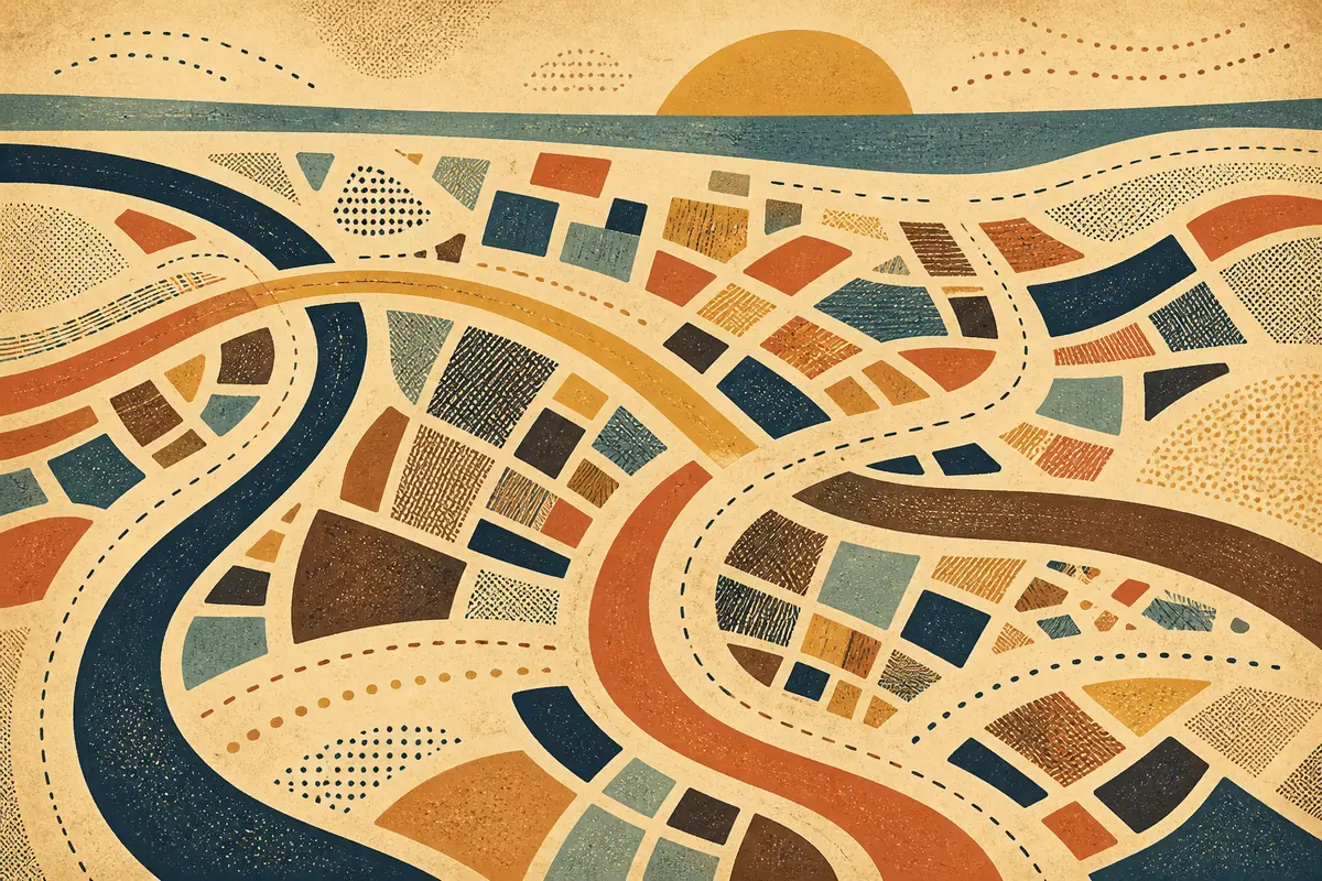 Abstract illustrated map composition for South Miami Heights, United States