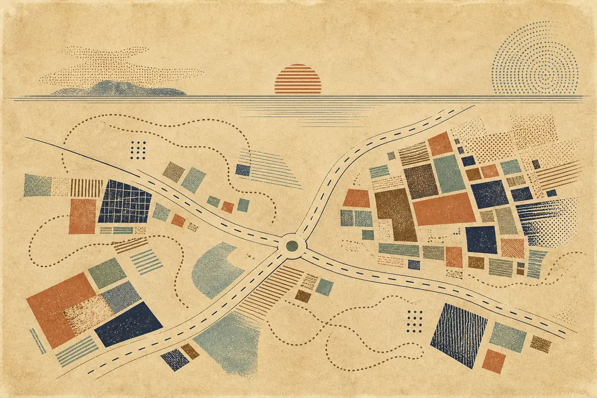 Abstract illustrated map composition for South Riding, United States