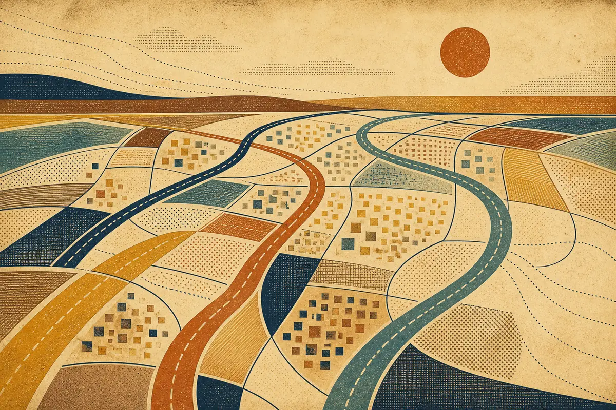 Abstract illustrated map composition for South San Francisco, United States