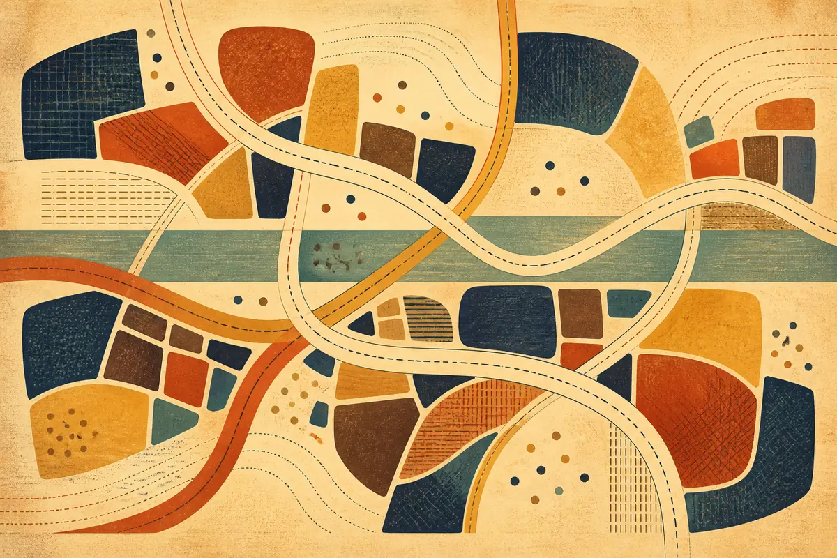 Abstract illustrated map composition for South Valley, United States