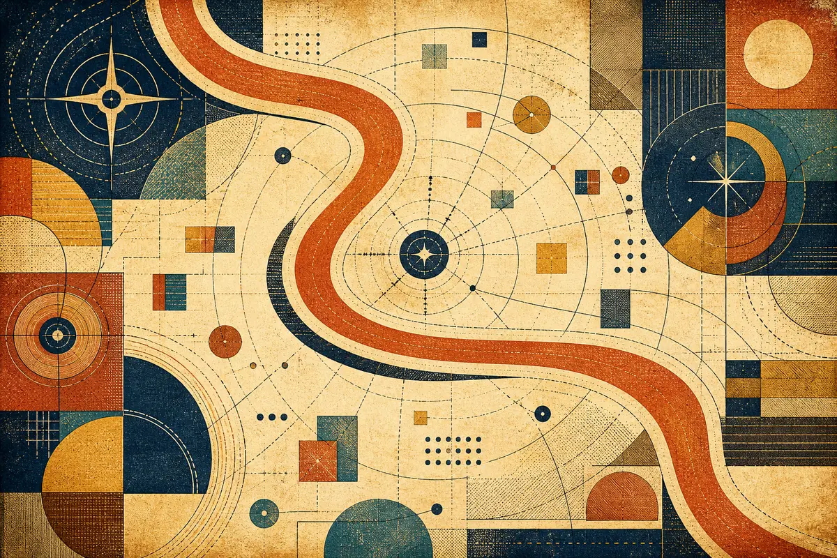 Abstract illustrated map composition for South Whittier, United States