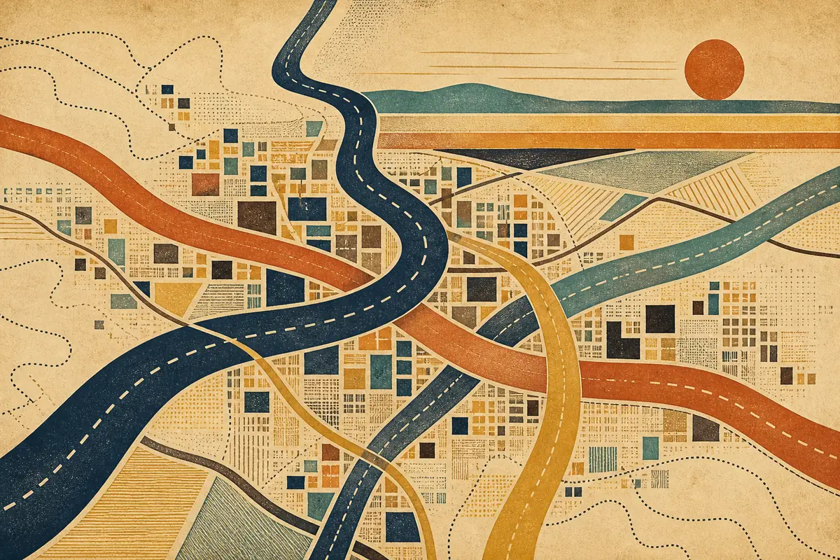 Abstract illustrated map composition for Southampton, United States