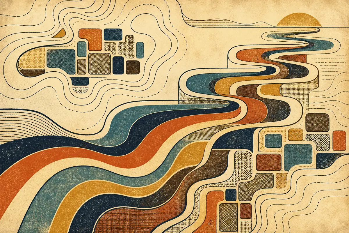 Abstract illustrated map composition for Southfield, United States