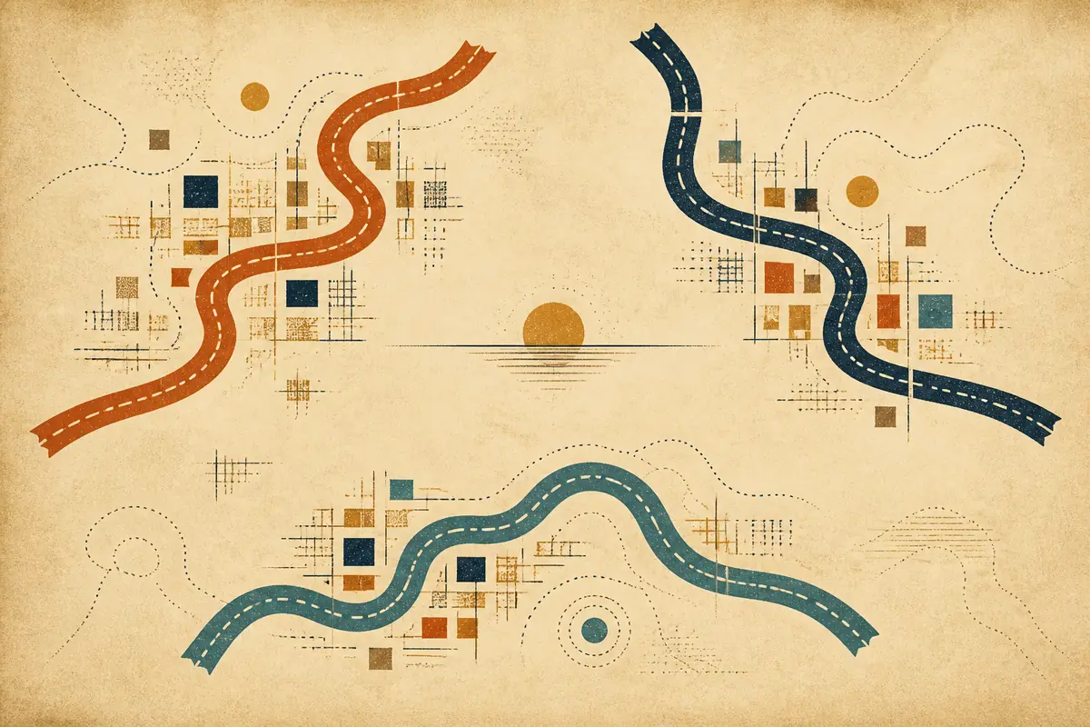 Abstract illustrated map composition for Spanish Fork, United States