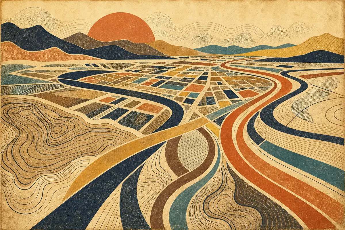 Abstract illustrated map composition for Sparks, United States