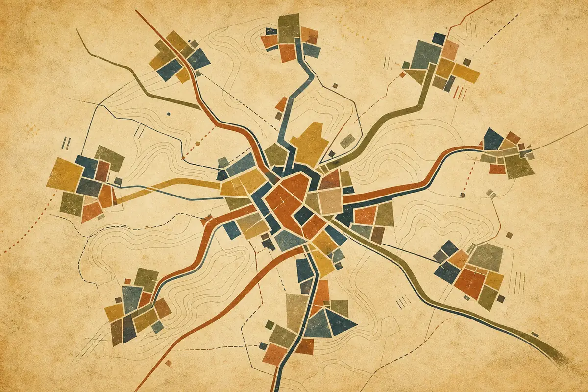 Abstract illustrated map composition for Spartanburg, United States