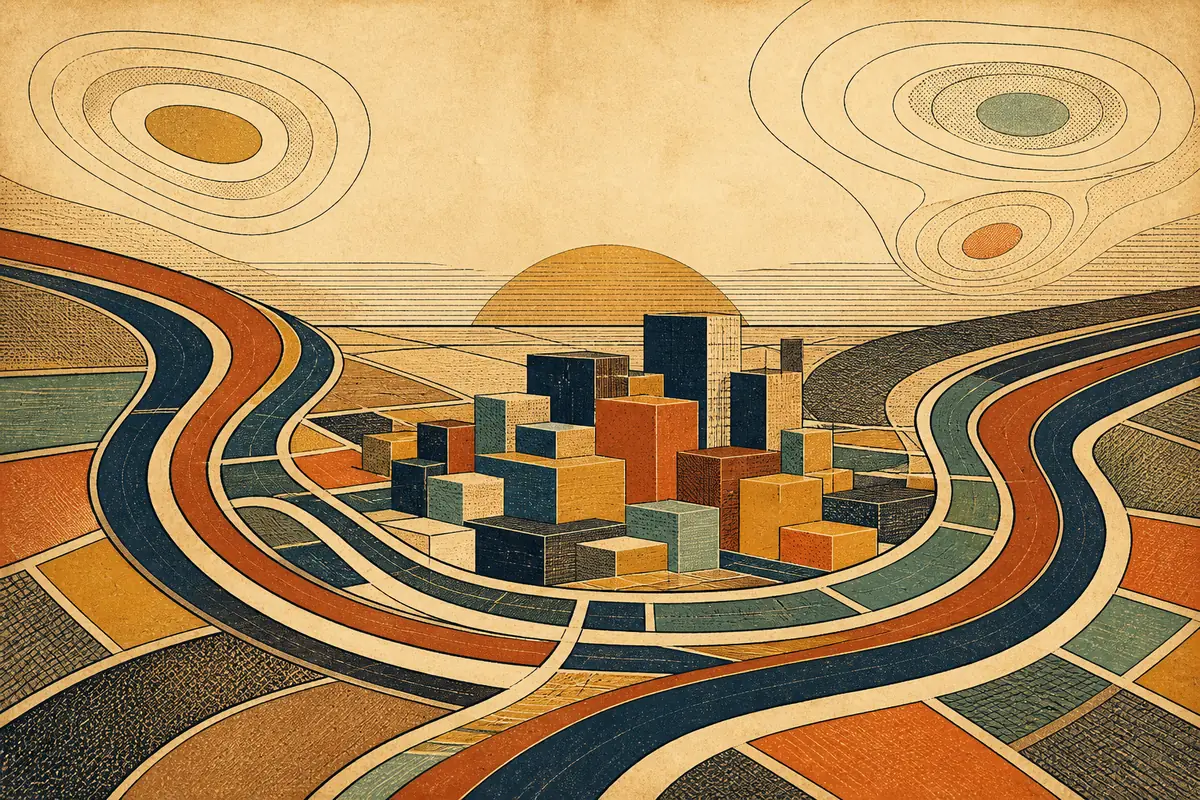 Abstract illustrated map composition for Spokane Valley, United States