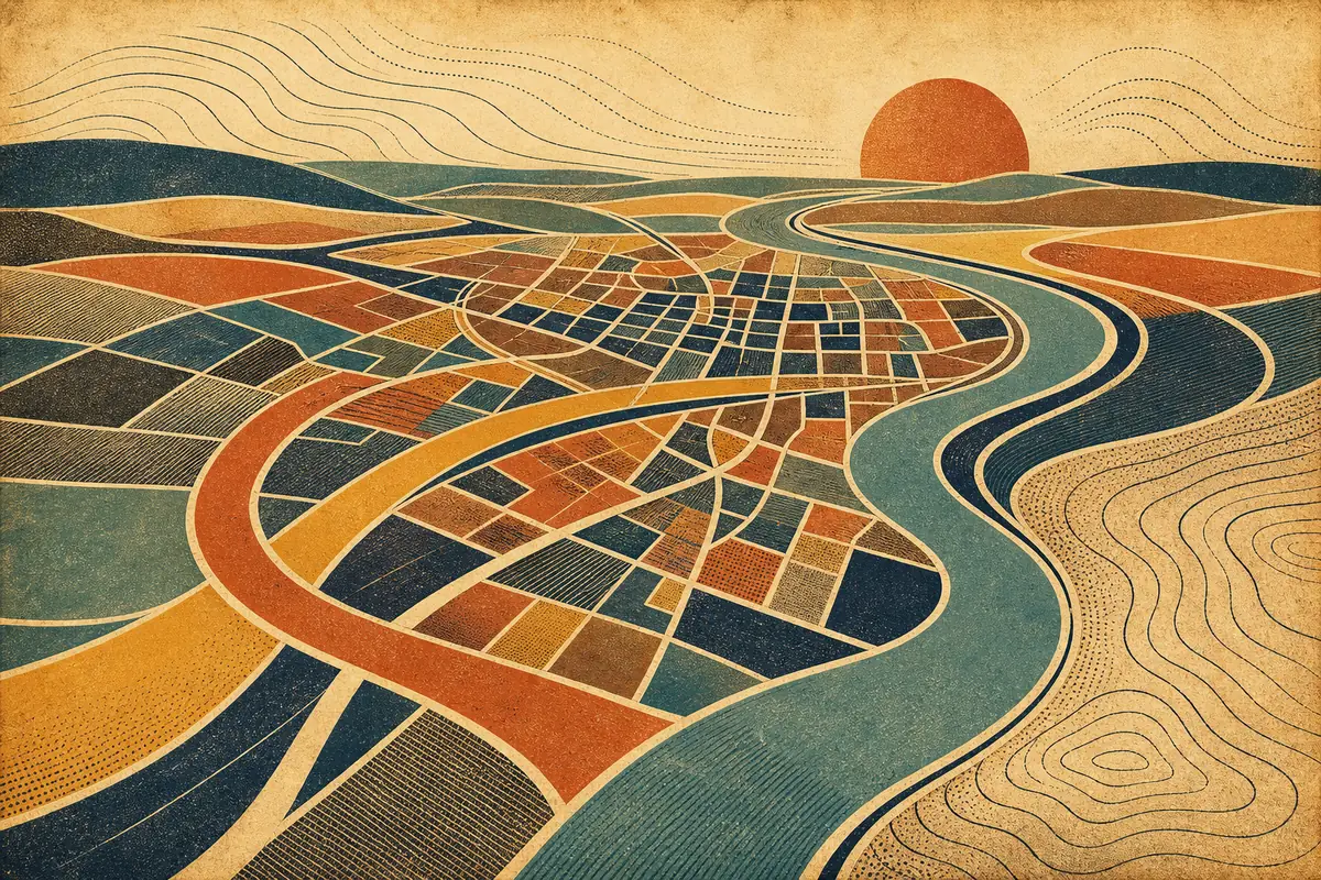 Abstract illustrated map composition for Springfield, United States