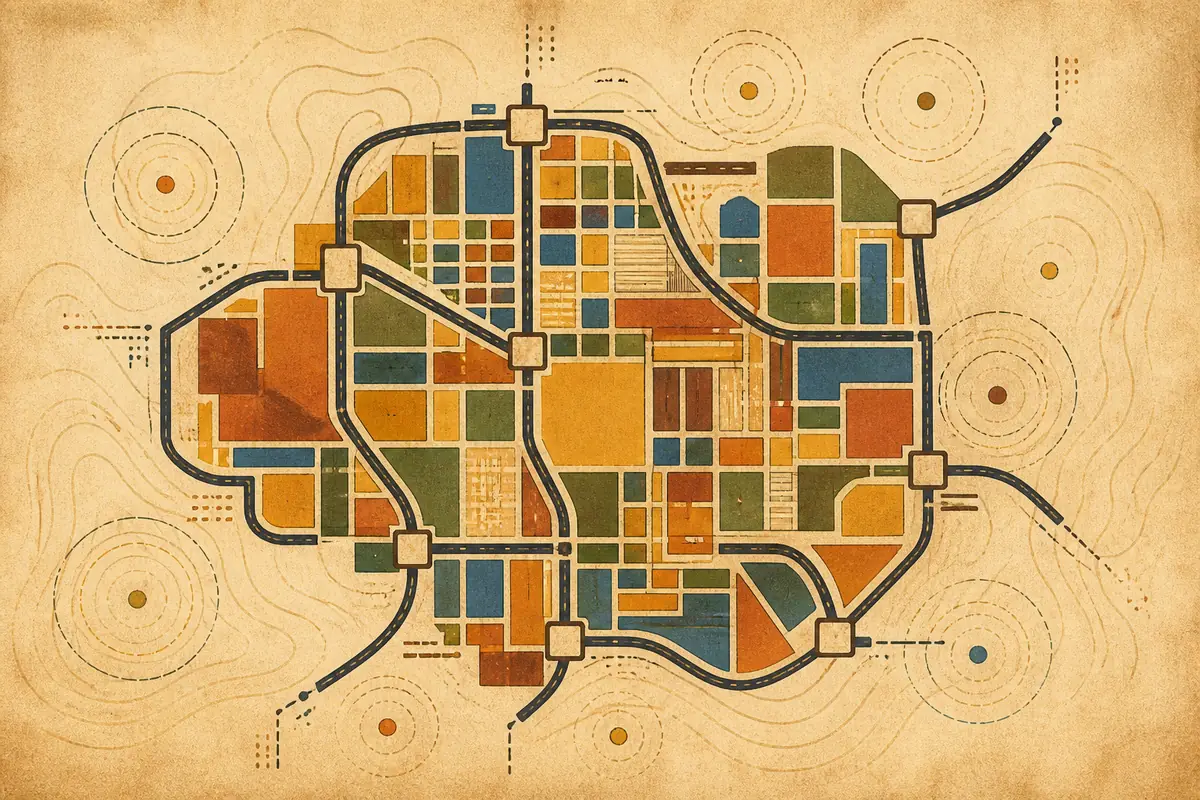 Abstract illustrated map composition for Springfield, United States