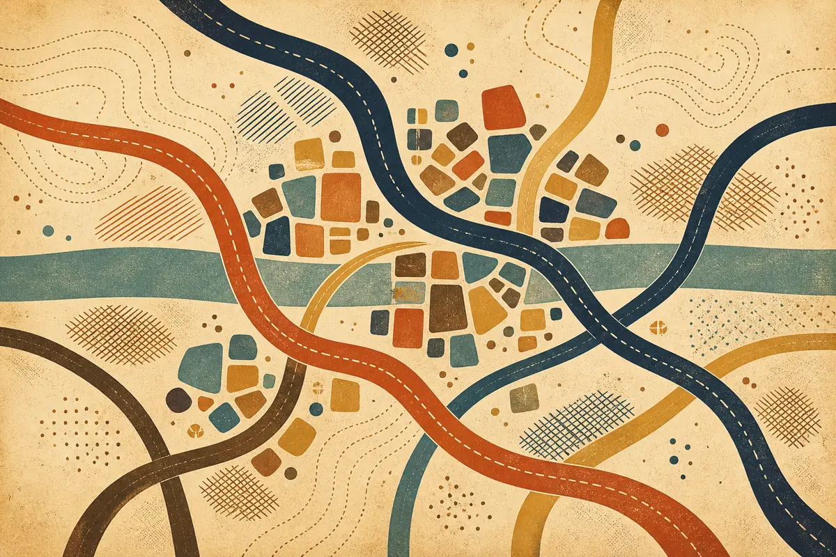 Abstract illustrated map composition for Springville, United States