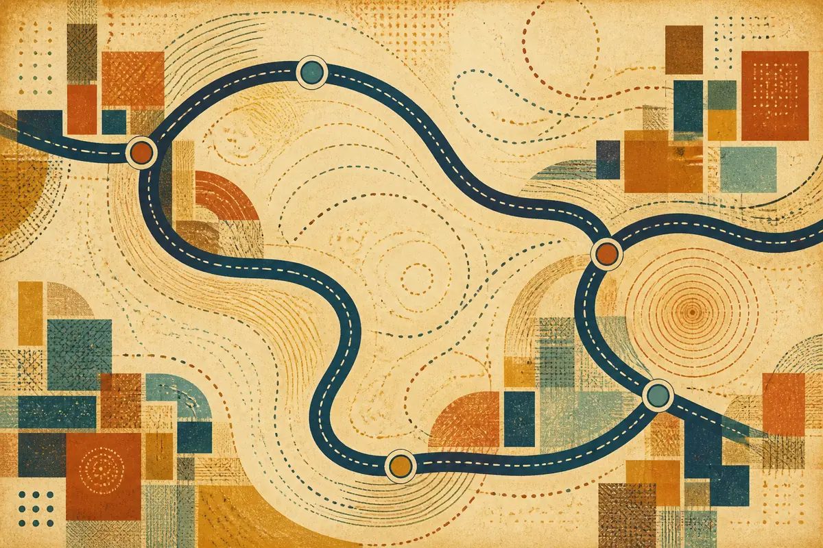 Abstract illustrated map composition for St. Charles, United States