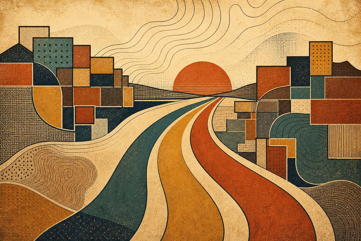 Abstract illustrated map composition for St. Charles, United States