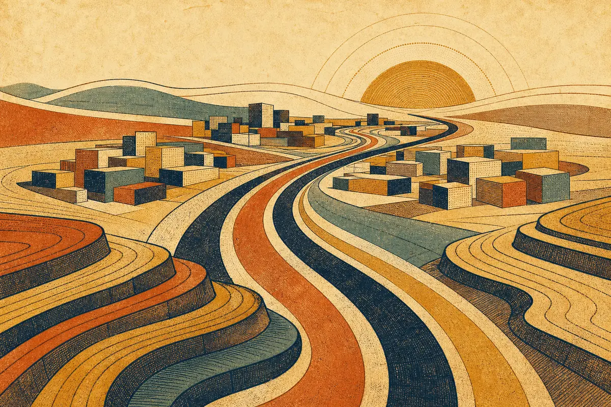 Abstract illustrated map composition for St. George, United States