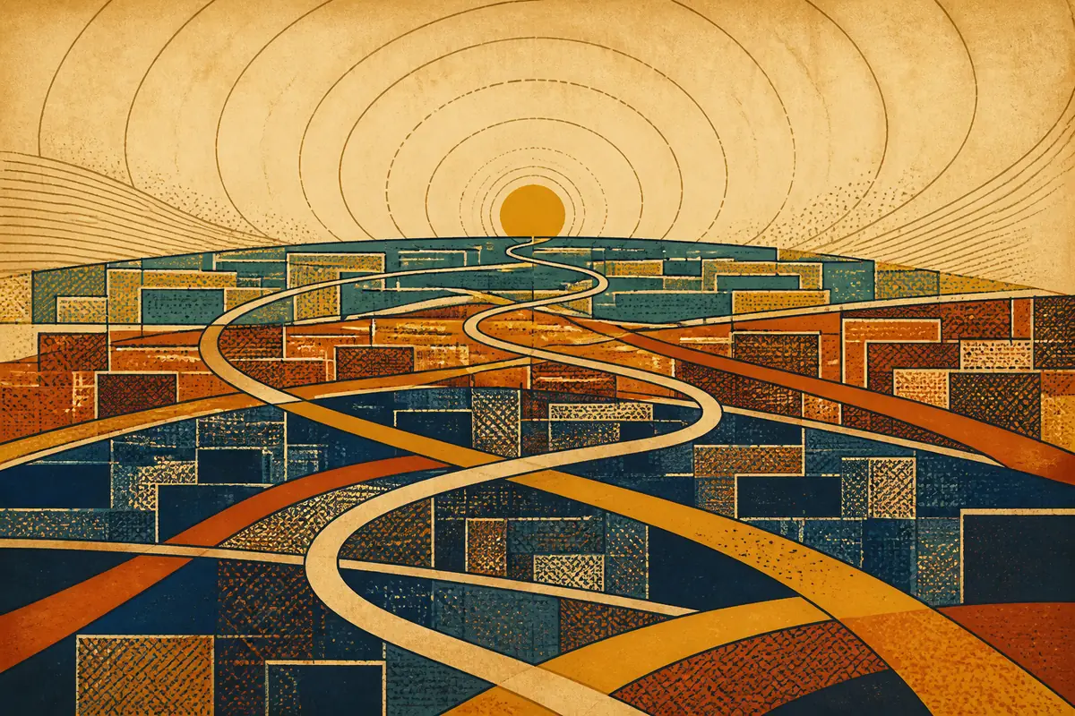 Abstract illustrated map composition for Stamford, United States