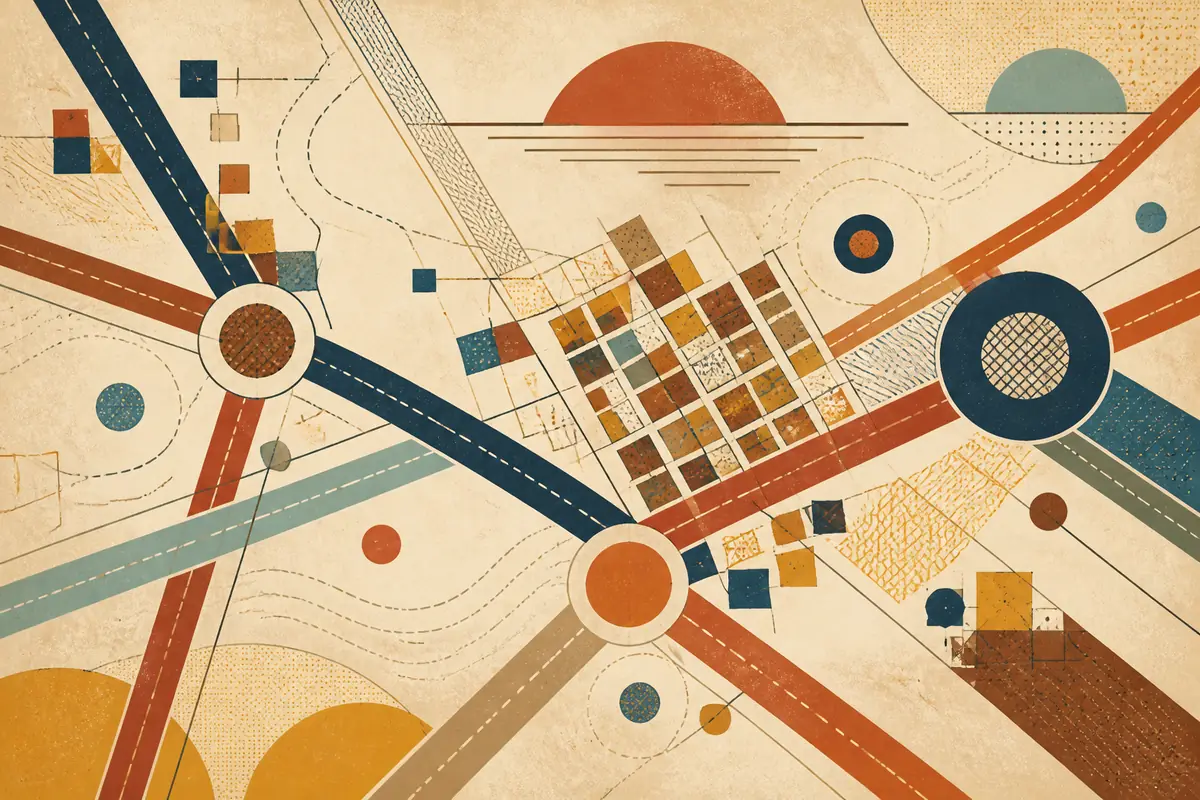 Abstract illustrated map composition for Stanton, United States