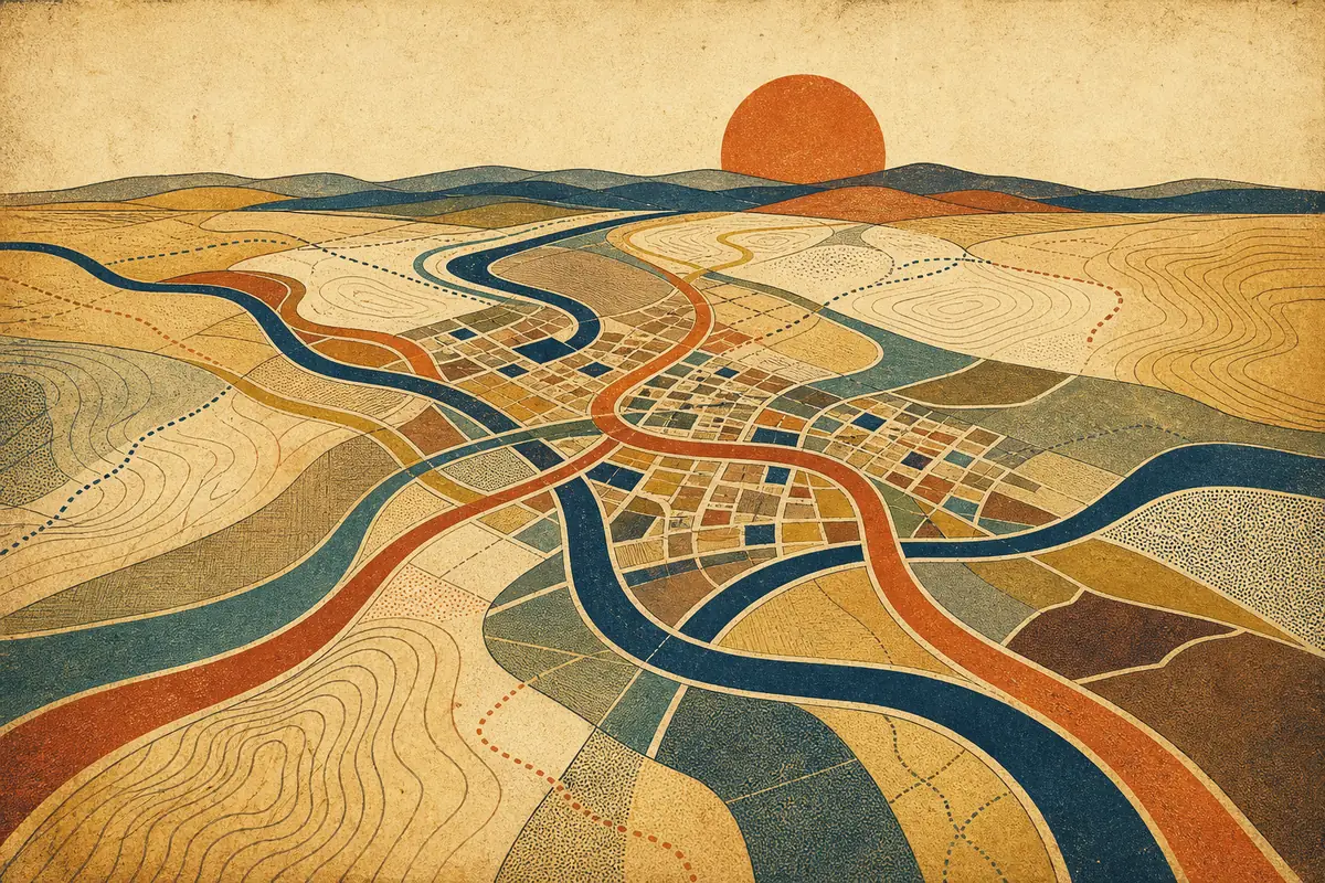 Abstract illustrated map composition for State College, United States