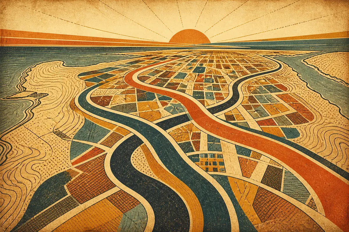 Abstract illustrated map composition for Staten Island, United States