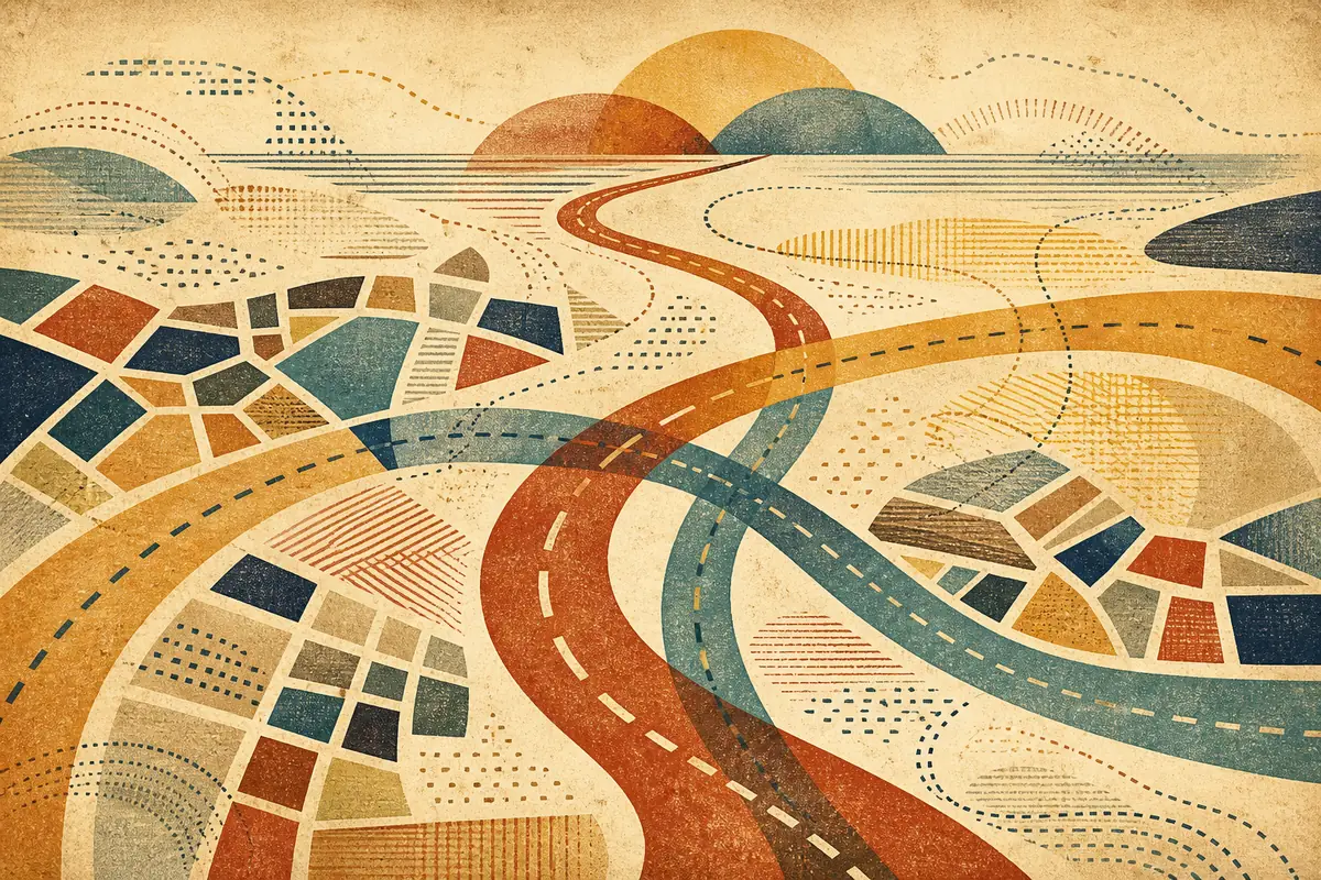 Abstract illustrated map composition for Stillwater, United States
