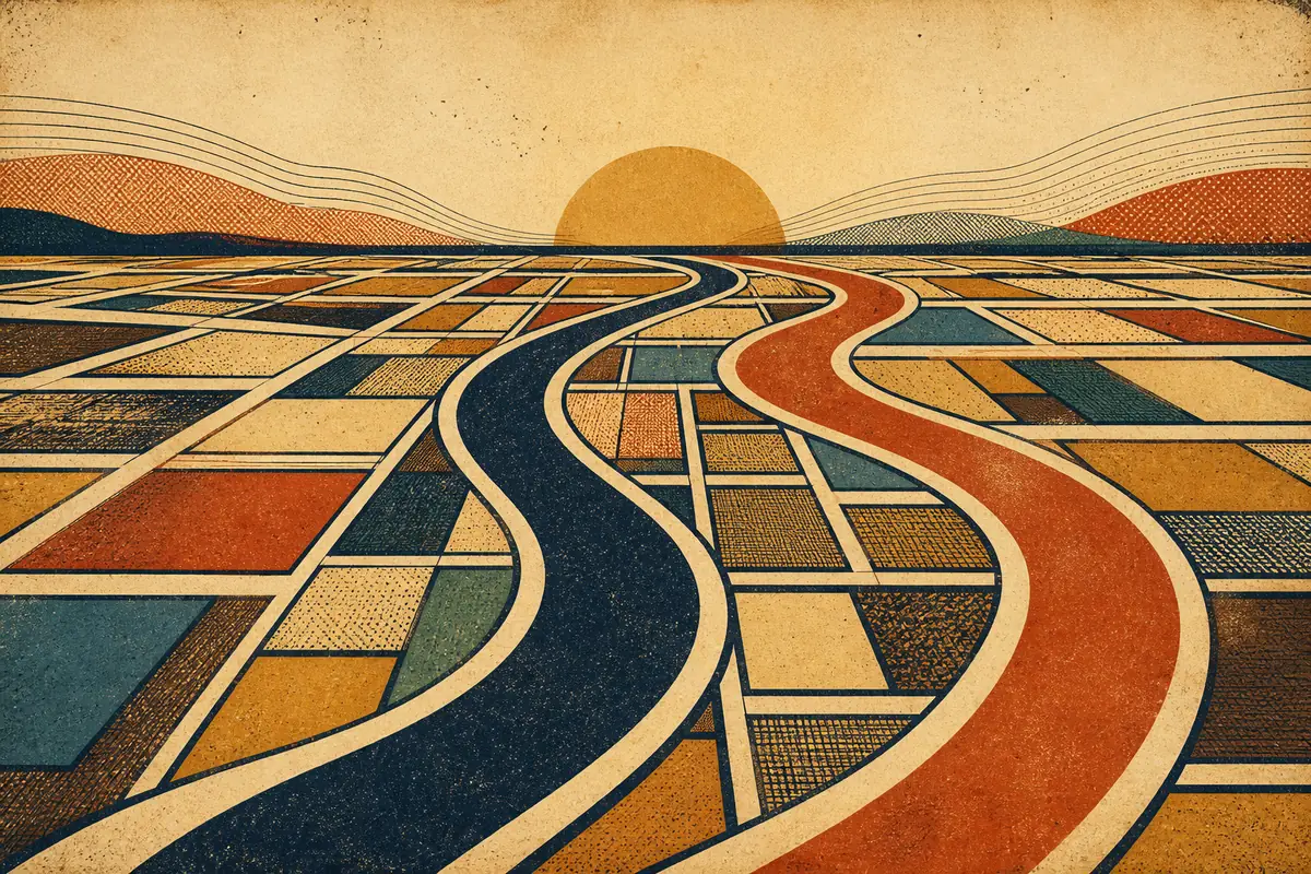 Abstract illustrated map composition for Stockton, United States