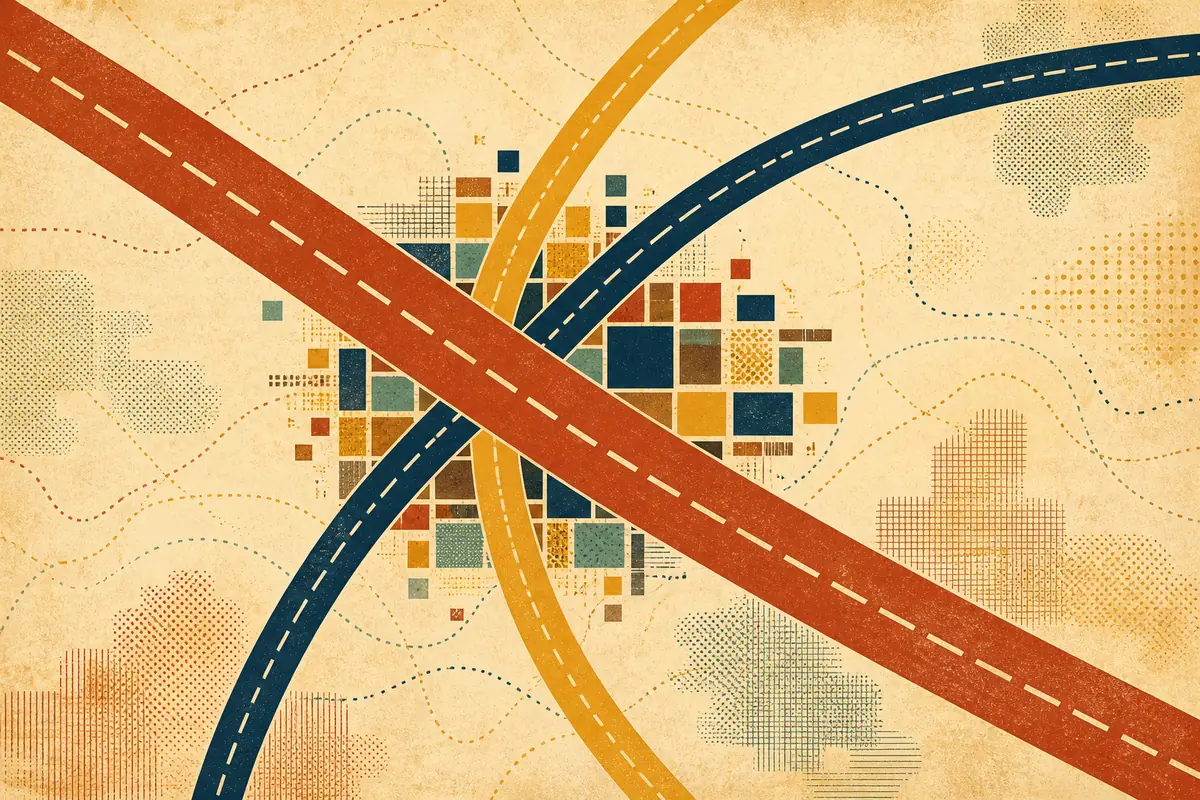 Abstract illustrated map composition for Stoughton, United States