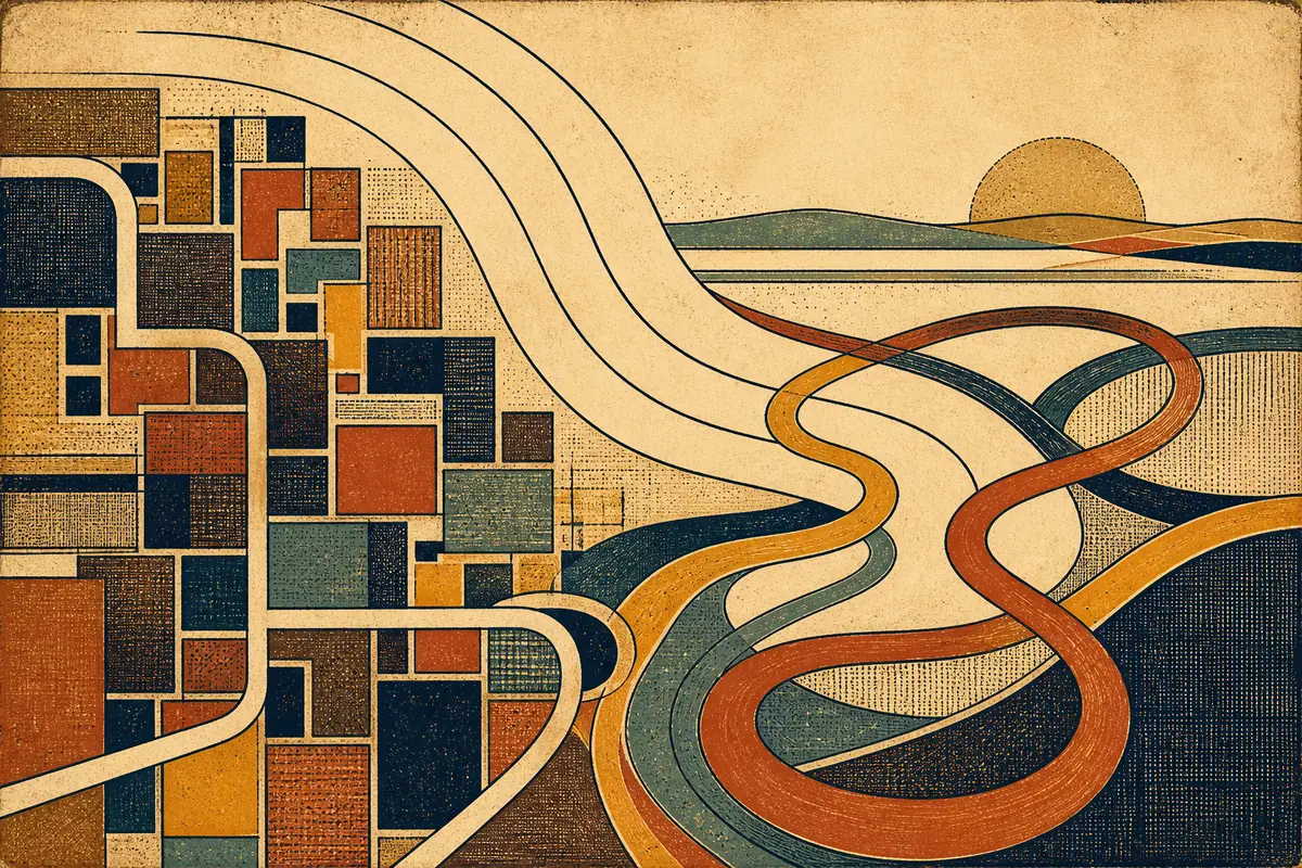 Abstract illustrated map composition for Suffolk, United States