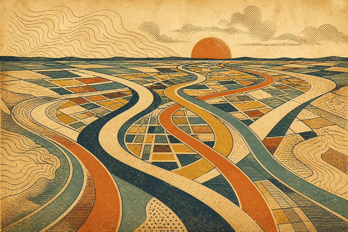 Abstract illustrated map composition for Sugar Land, United States