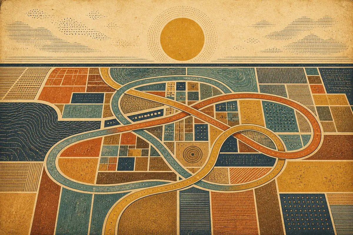 Abstract illustrated map composition for Sumter, United States