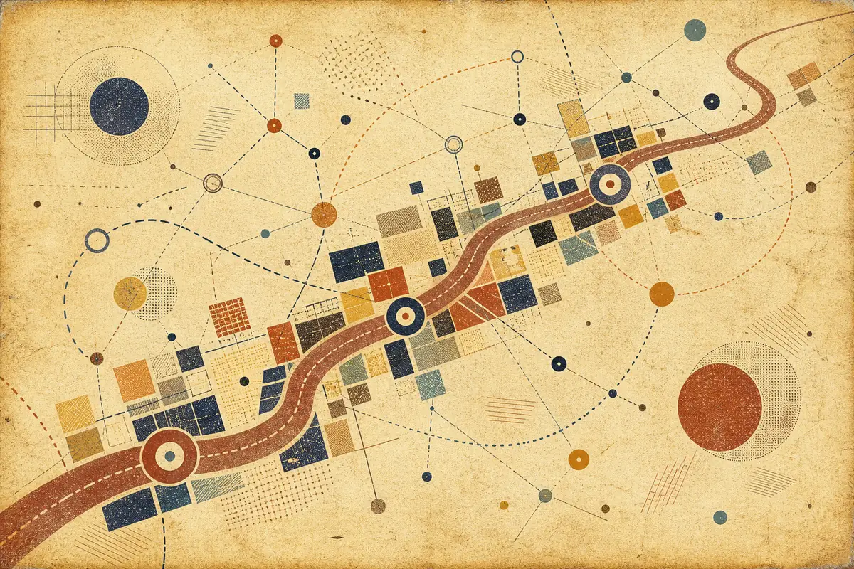 Abstract illustrated map composition for Sun Prairie, United States