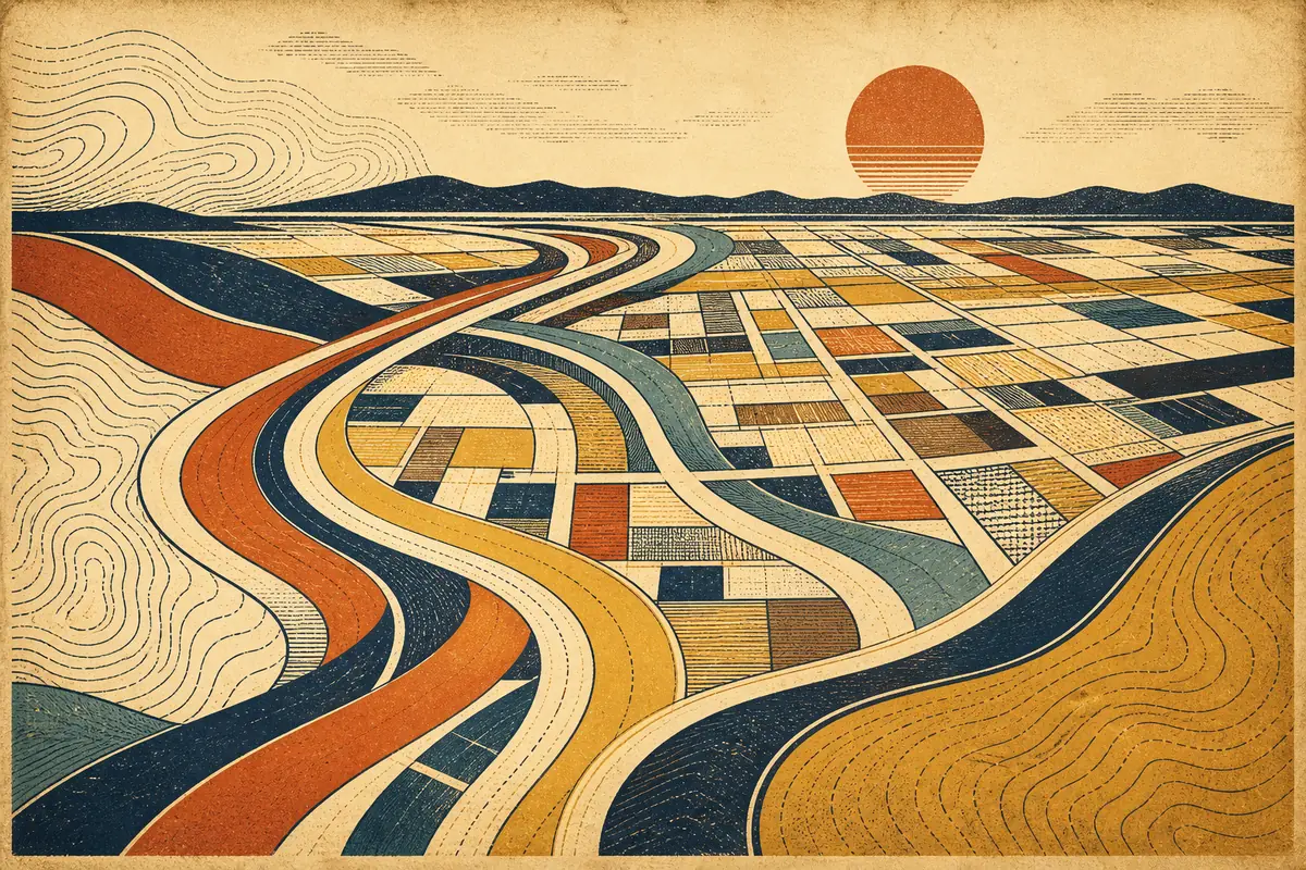 Abstract illustrated map composition for Sunnyvale, United States