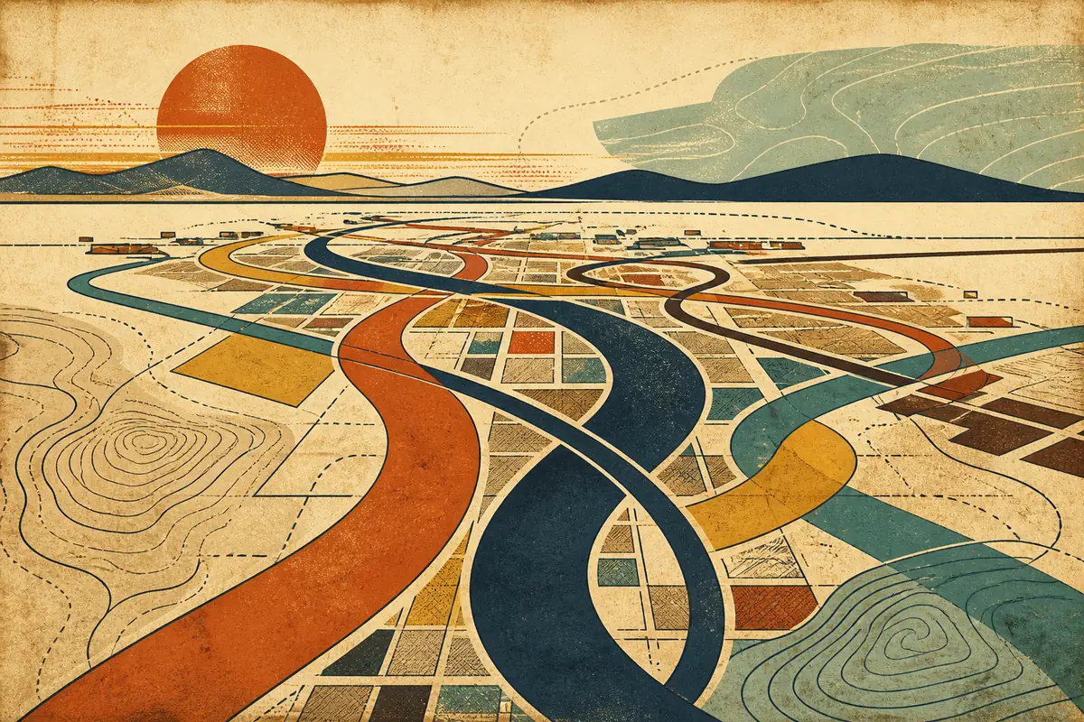 Abstract illustrated map composition for Surprise, United States
