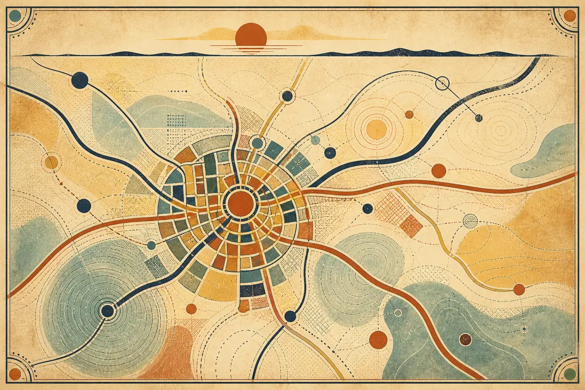 Abstract illustrated map composition for Tallahassee, United States