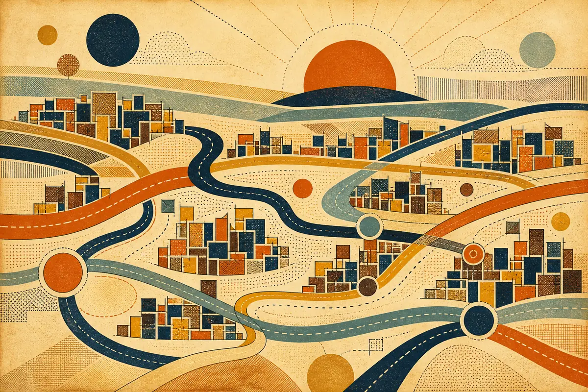 Abstract illustrated map composition for Teaneck, United States