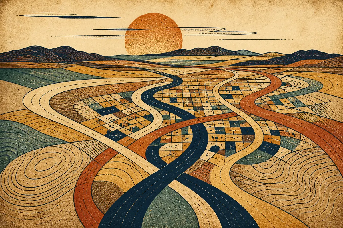 Abstract illustrated map composition for Temecula, United States
