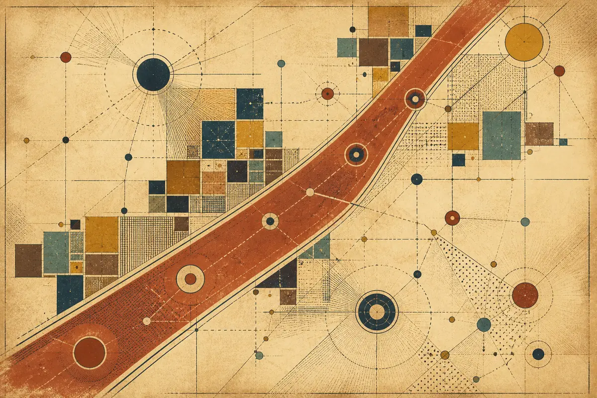 Abstract illustrated map composition for Temescal Valley, United States